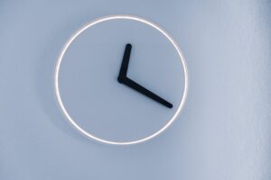 Best time to meditate. Image shows wall clock with no numbers