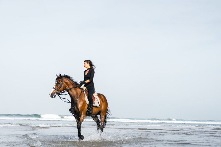 woman on horseback in the ocean - mindful microhits meditation